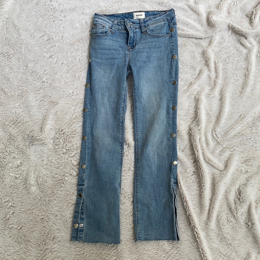 Hudson jeans with buttons down the side
